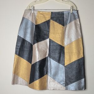 Metrostyle A-Line Skirt - Gold, Silver, Black Vintage Y2K  Size 16 Knee length